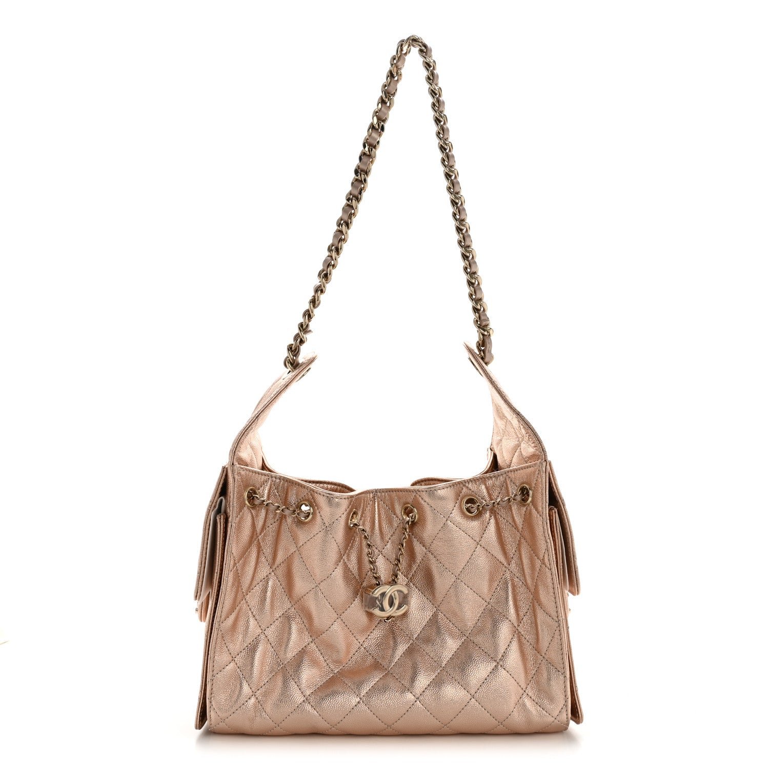 Chanel Metallic Caviar Quilted Small Chanel 25 Handbag Copper
