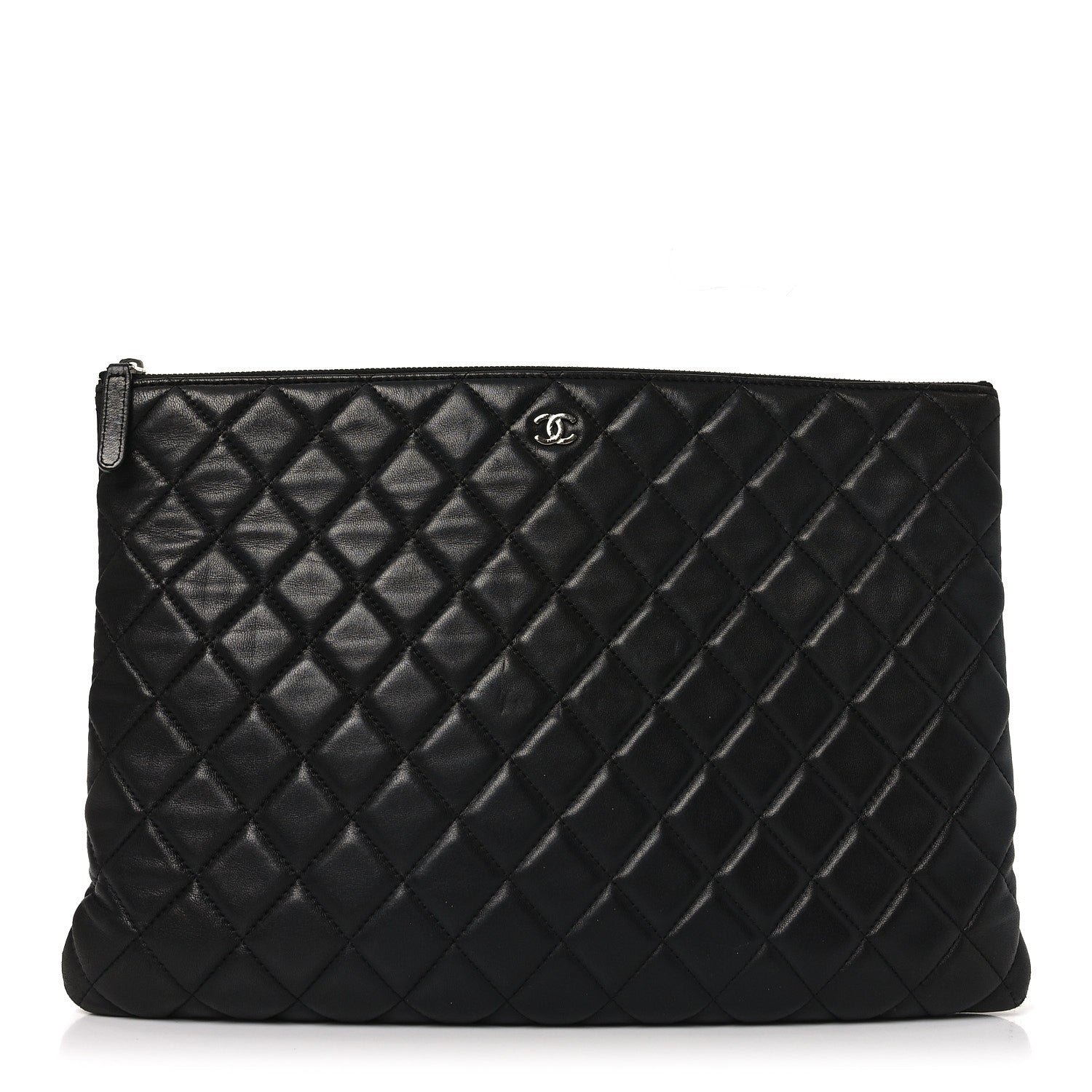 Chanel Lambskin Quilted Large Cosmetic Case Black