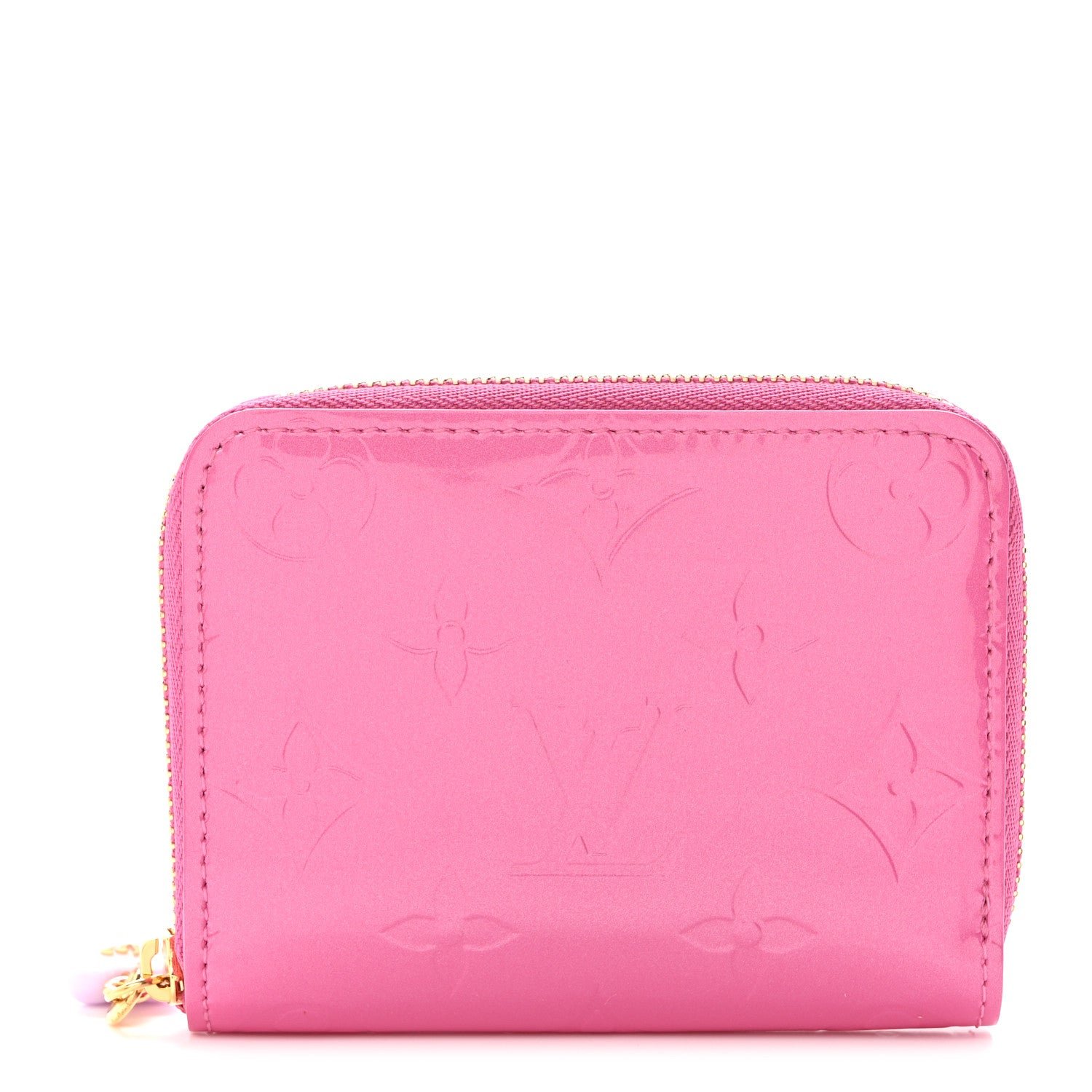 Louis Vuitton Vernis Enamel Heart Zippy Coin Purse Neon Pink