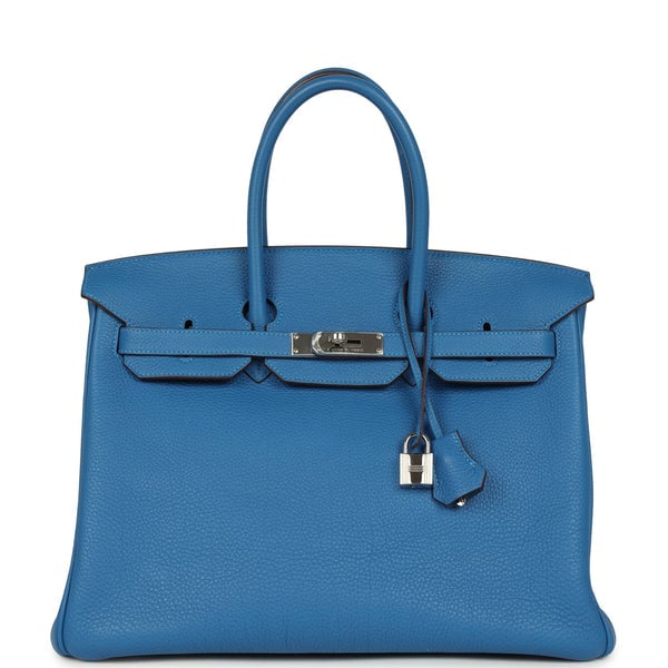 Hermes Pre-owned Hermes Birkin 35 Bleu Mykonos Togo Palladium Hardware