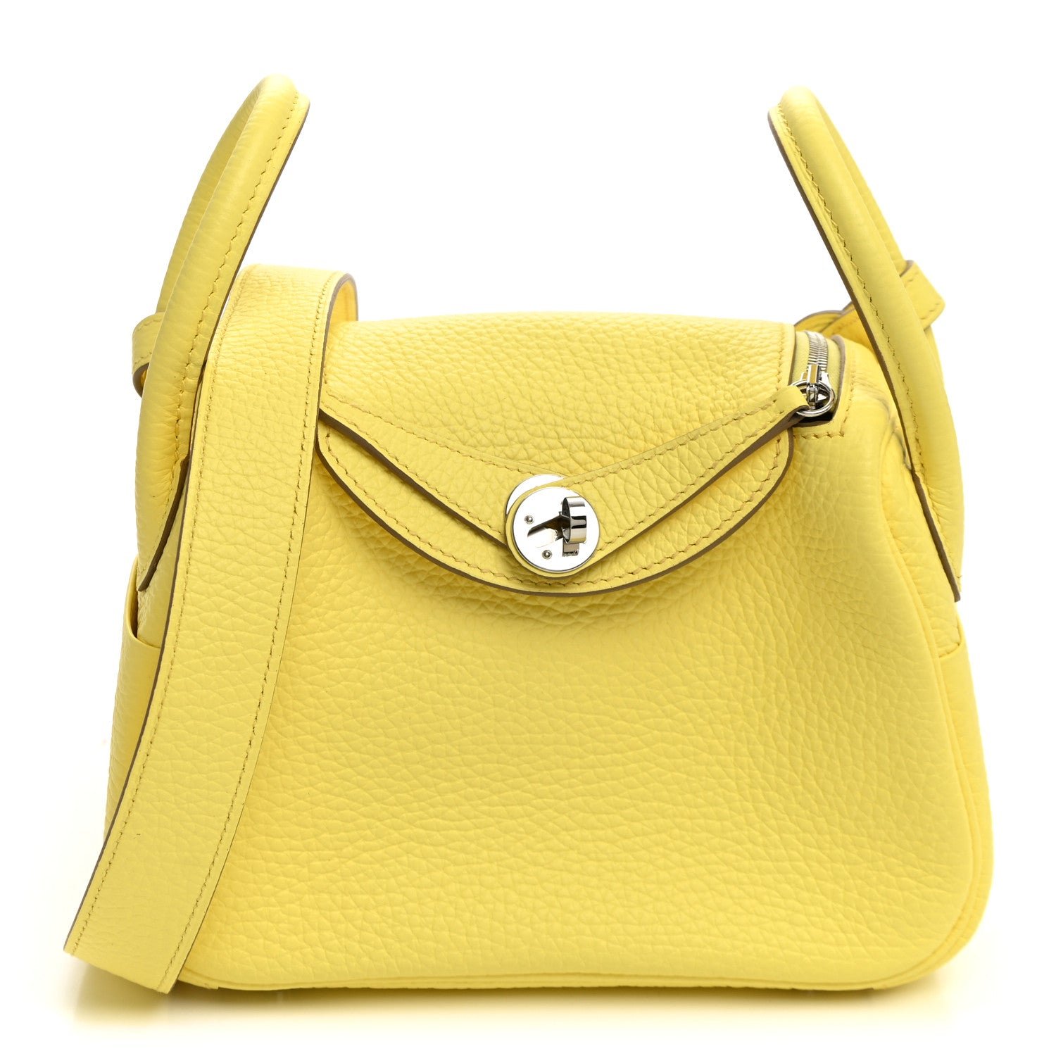 Hermes Taurillon Clemence Mini Lindy 20 Limoncello