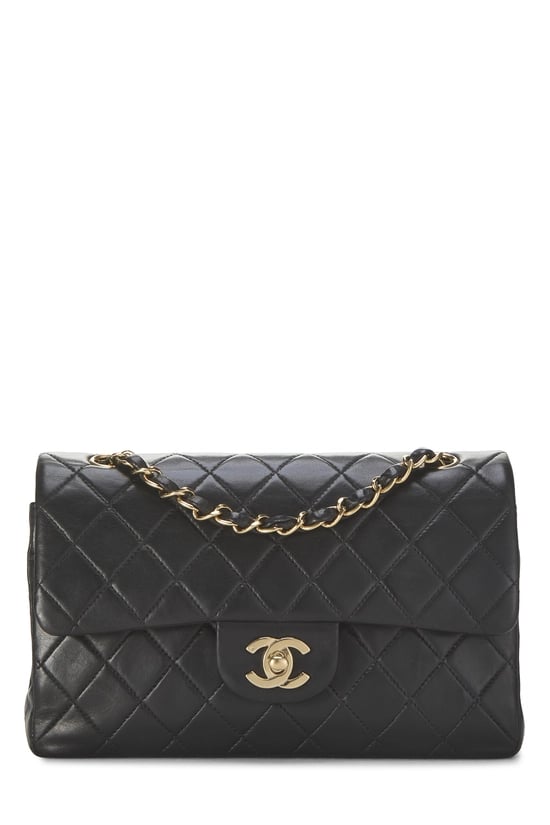 Black Quilted Lambskin Classic Double Flap Small