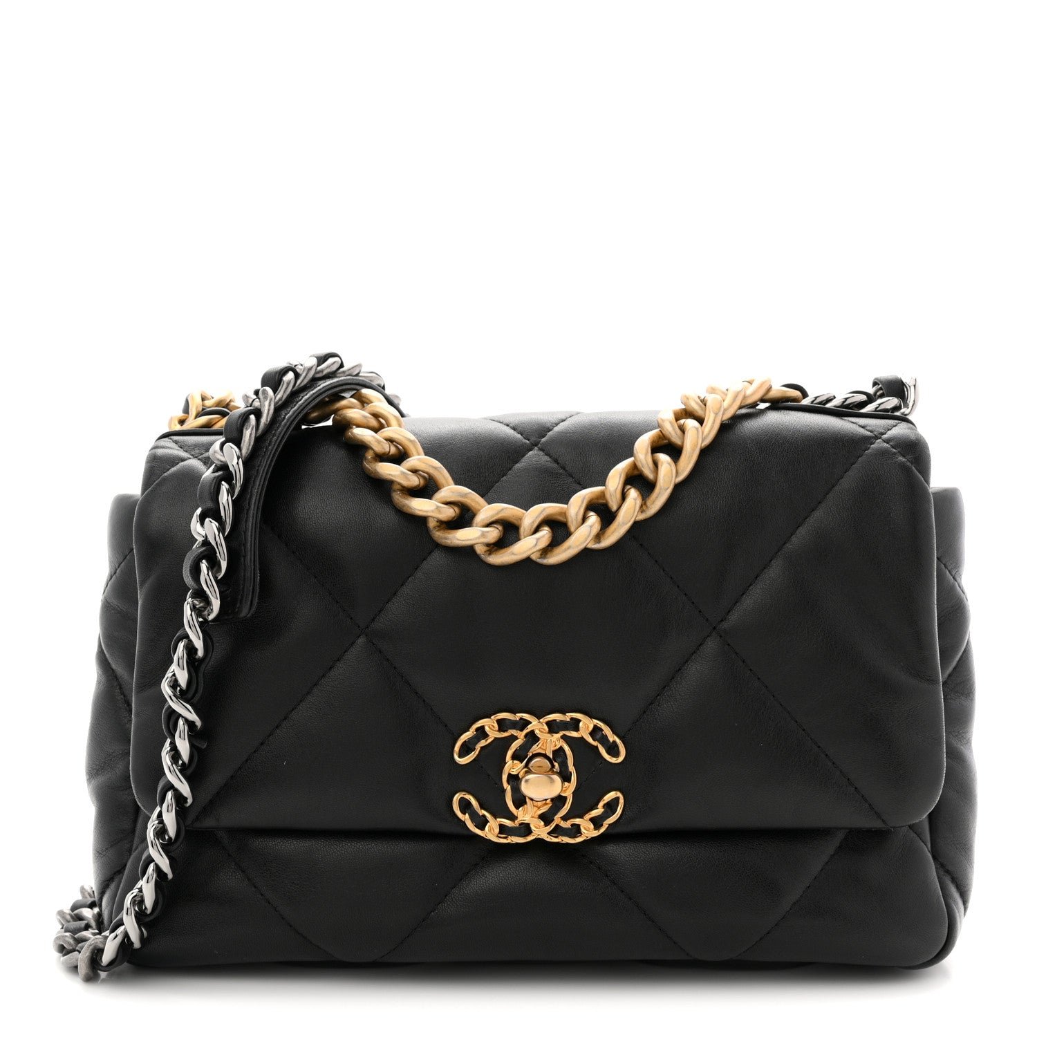 Chanel Lambskin Quilted Medium Chanel 19 Flap Black