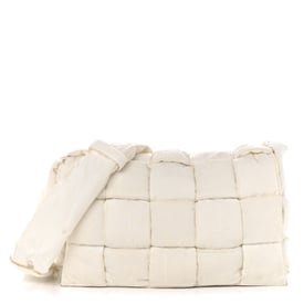 Bottega Veneta Nylon Intrecciato Padded Tech Maxi Cassette Bag White