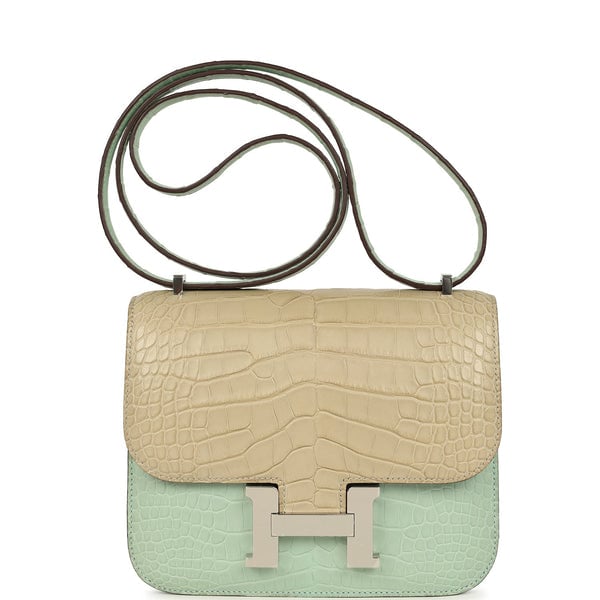 Hermes Hermes Constance 18 Vert D’Eau and Trench Matte Alligator Palladium Hardware