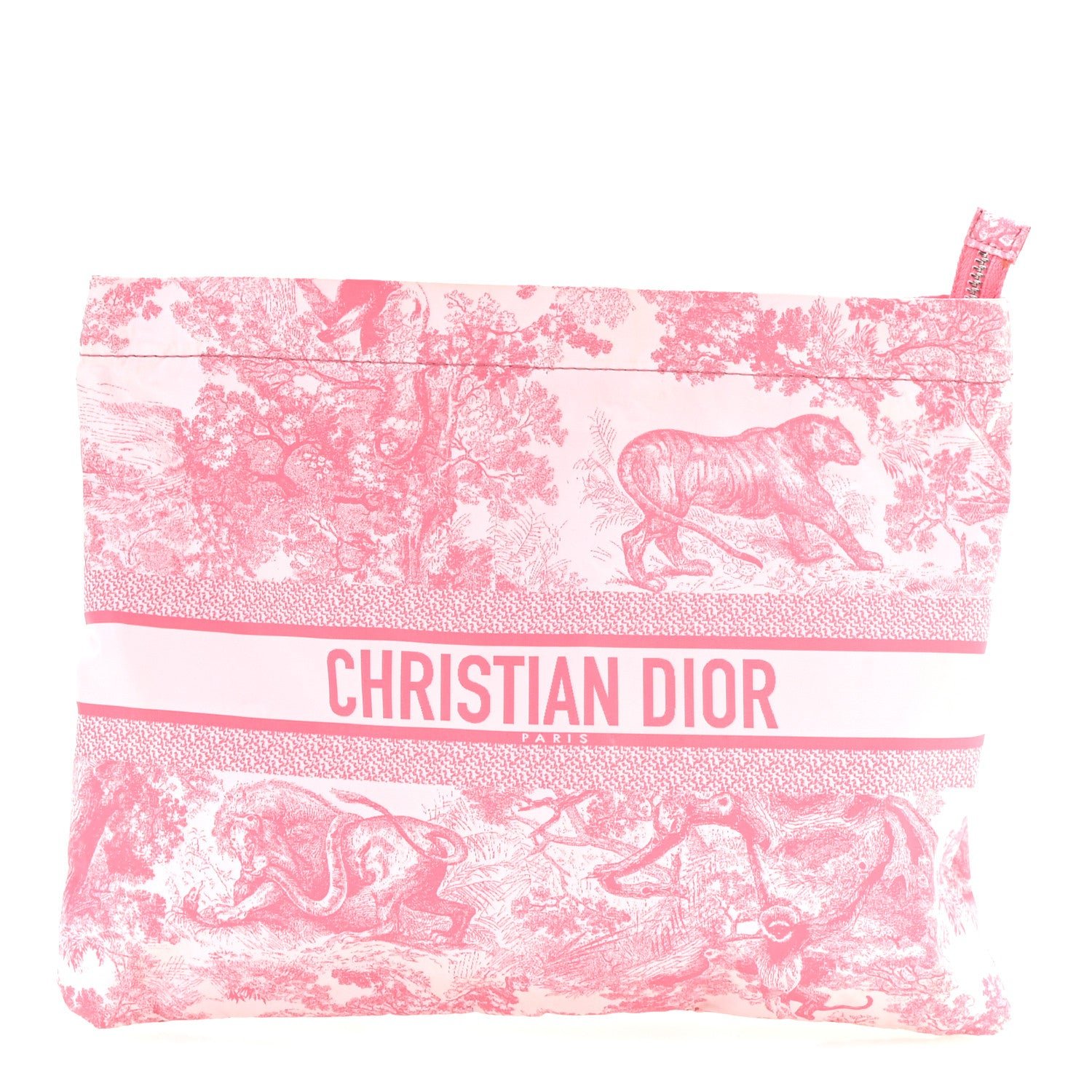 Dior Canvas Embroidered Toile De Jouy Diortravel Zipped Pouch Candy Pink
