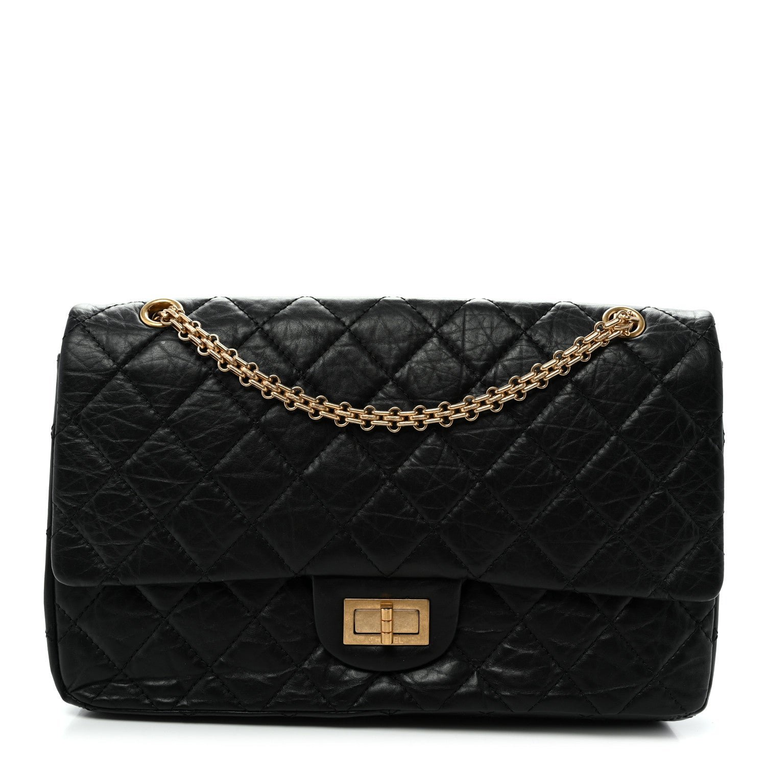 Chanel Aged Calfskin Quilted 2.55 Reissue 227 Flap Black