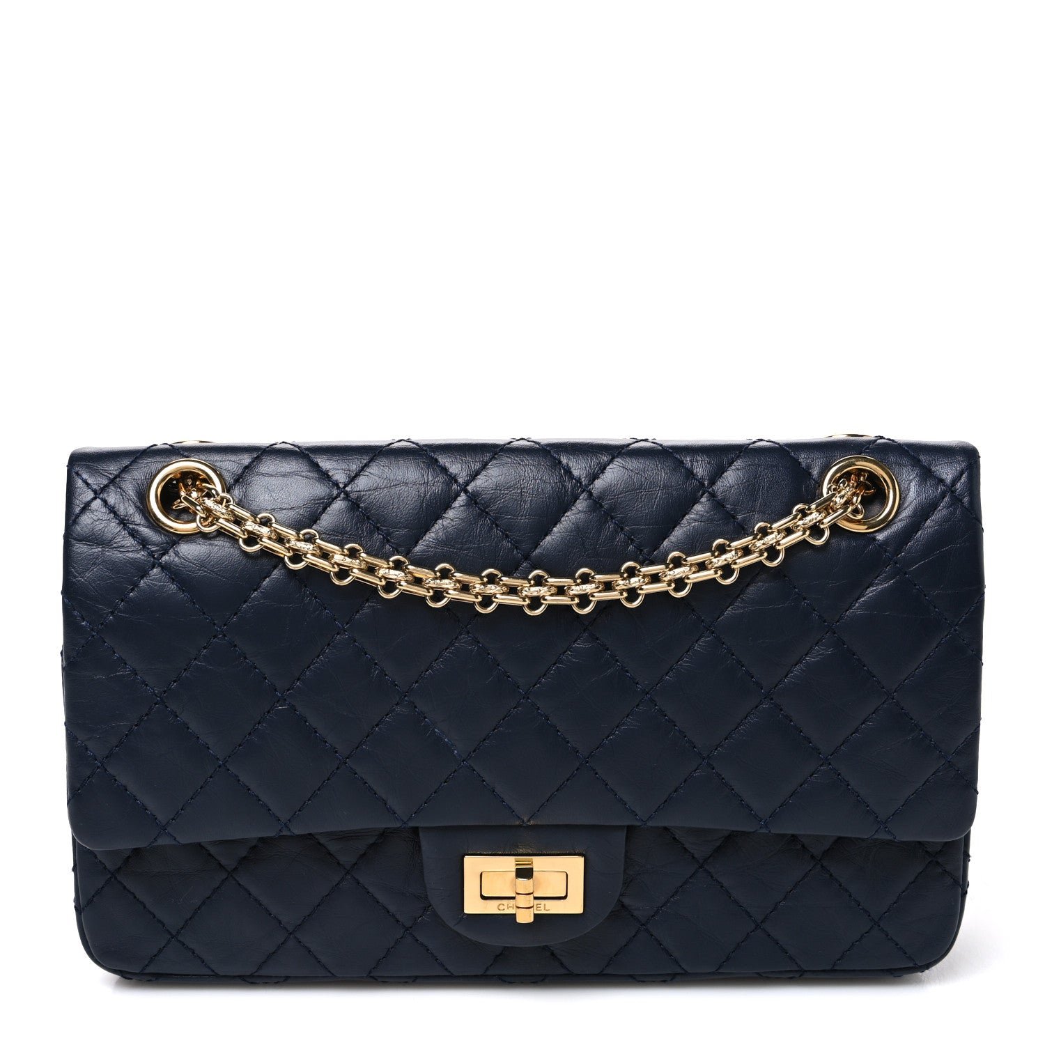 Chanel Aged Calfskin Quilted 2.55 Reissue 225 Flap Navy