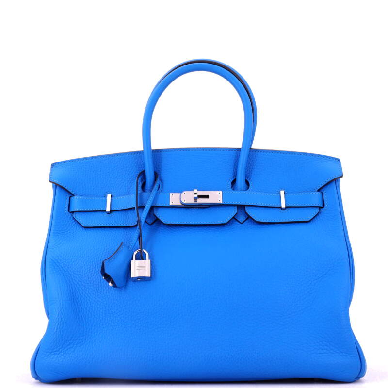 Hermes Bleu Hydra Clemence Birkin 35 Palladium Hardware, 2012
