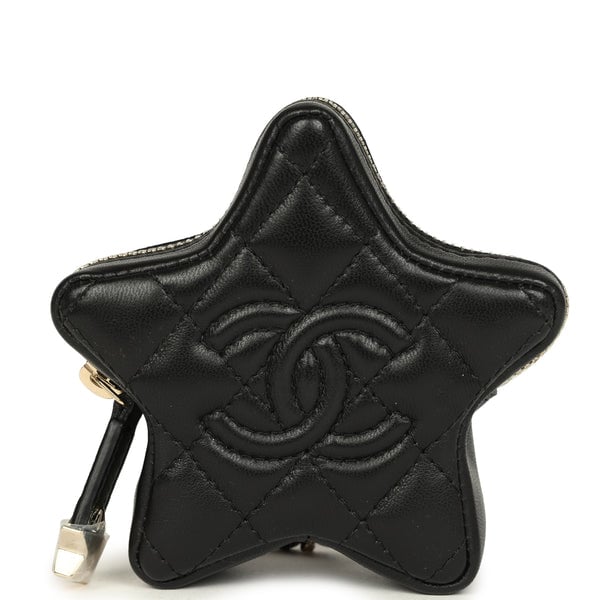 Chanel Chanel Mini Star Bag Charm Black Shiny Lambskin Light Gold Hardware