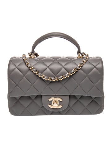 Classic Rectangular Mini Top Handle Flap Bag w/ Tags