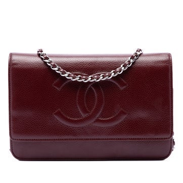 Calf Leather CC Caviar Wallet On Chain