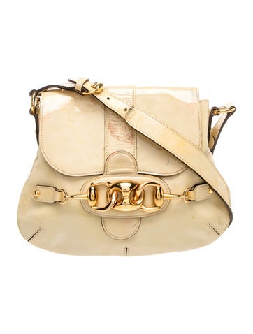 Horsebit Patent Leather Wave Flap Shoulder Bag