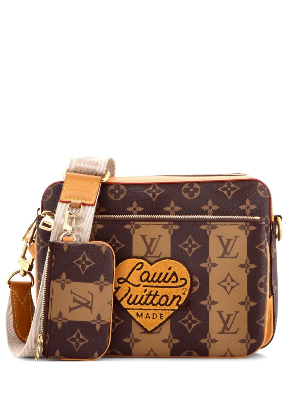 Nigo Trio Messenger Bag Limited Edition Stripes Monogram Canvas crossbody bag
