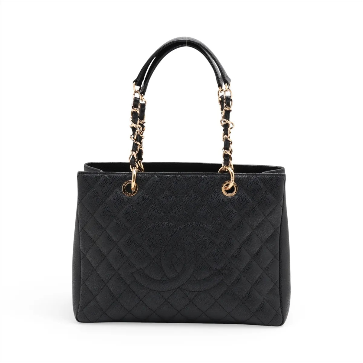 Chanel GST Caviar Skin Chain Tote Bag Black Gold Metal Fittings 17XXXXXX