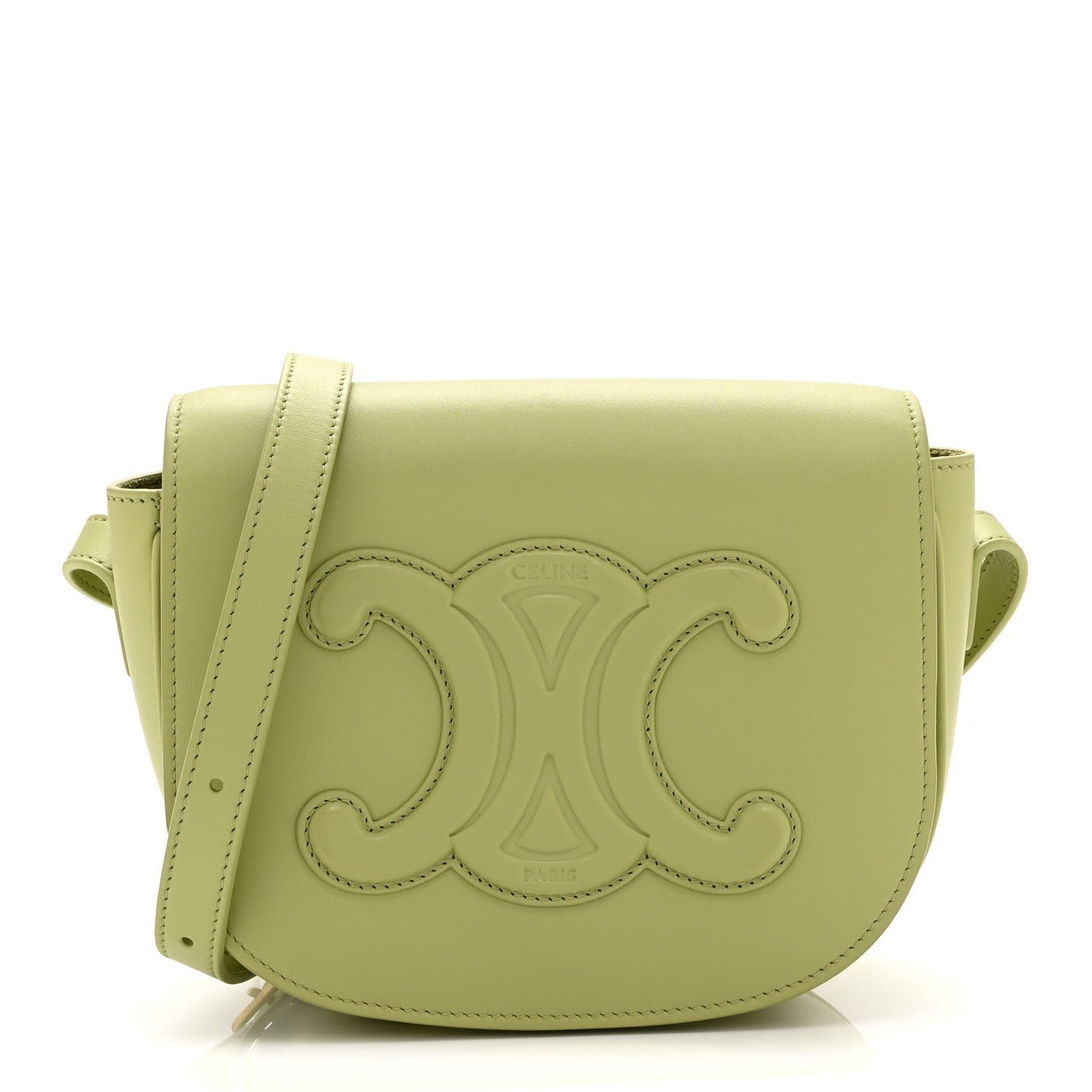 Celine Smooth Calfskin Cuir Triomphe Folco Crossbody Bag Light Jade