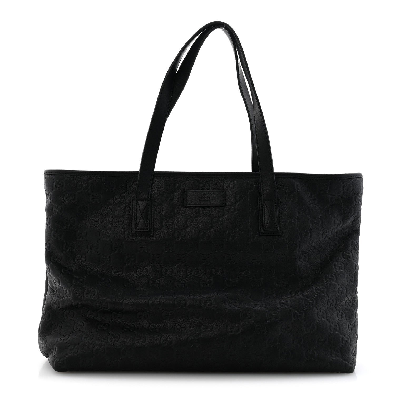 Gucci Guccissima Medium Zippered Shopping Tote Black