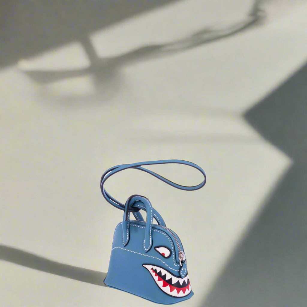 Hermes Hermès Mini Bolide Shark Charm Blue Jean Swift Palladium Hardware