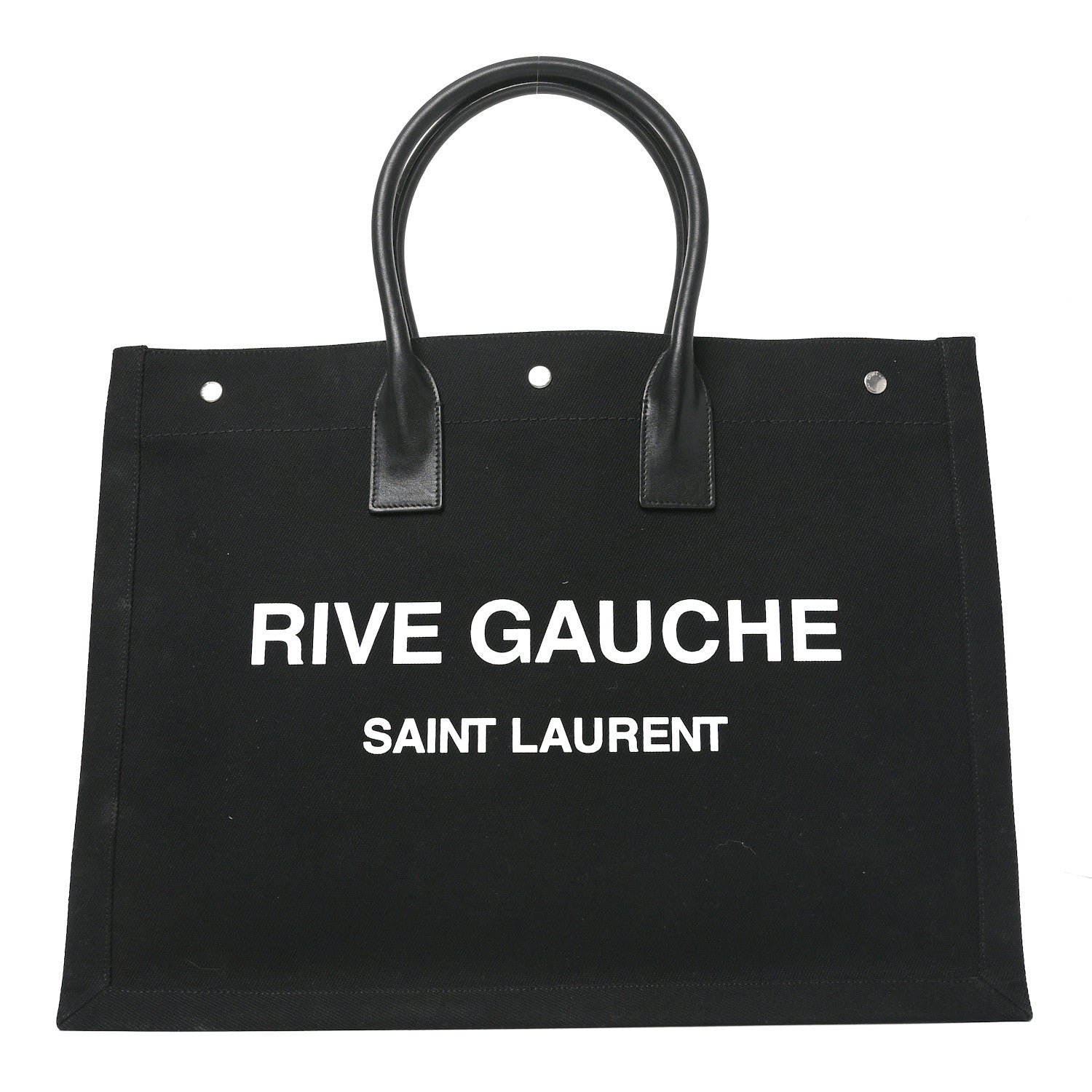 Saint Laurent Linen Calfskin Rive Gauche Tote Black