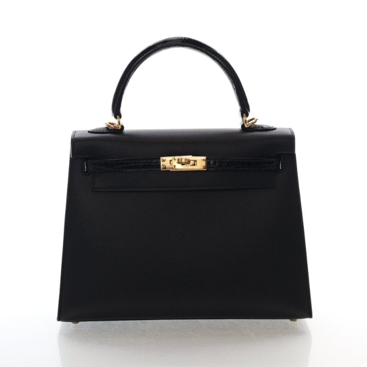 Hermes Noir Veau Madame Sellier Kelly Touch 25