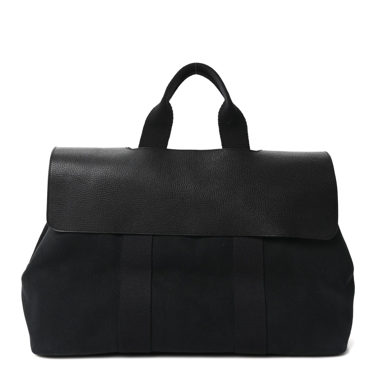 Hermes Chevron Herringbone Toile Vache Liegee Valparaiso Tote  MM Black