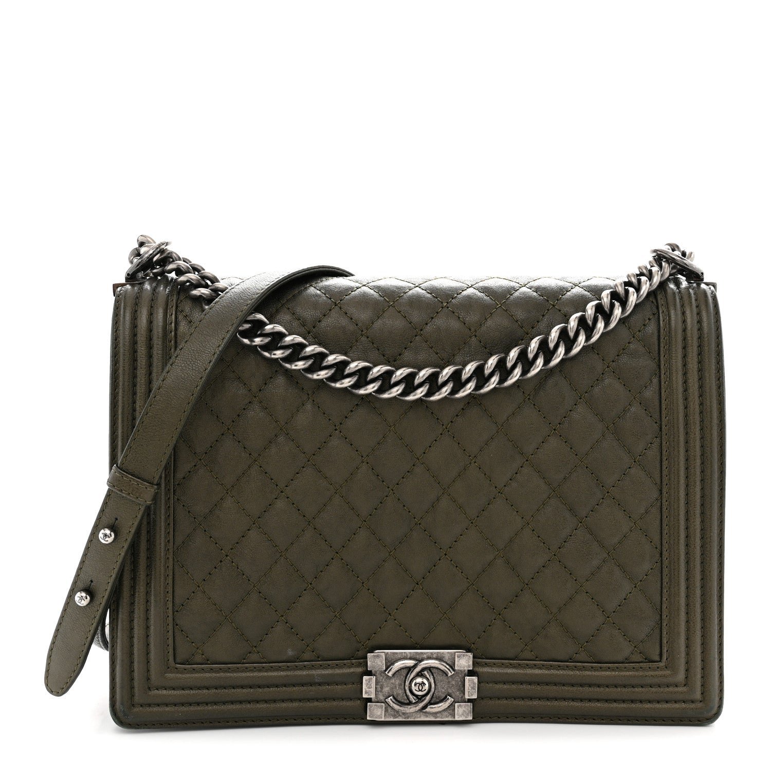 Chanel Calfskin Quilted Large Boy Flap Green