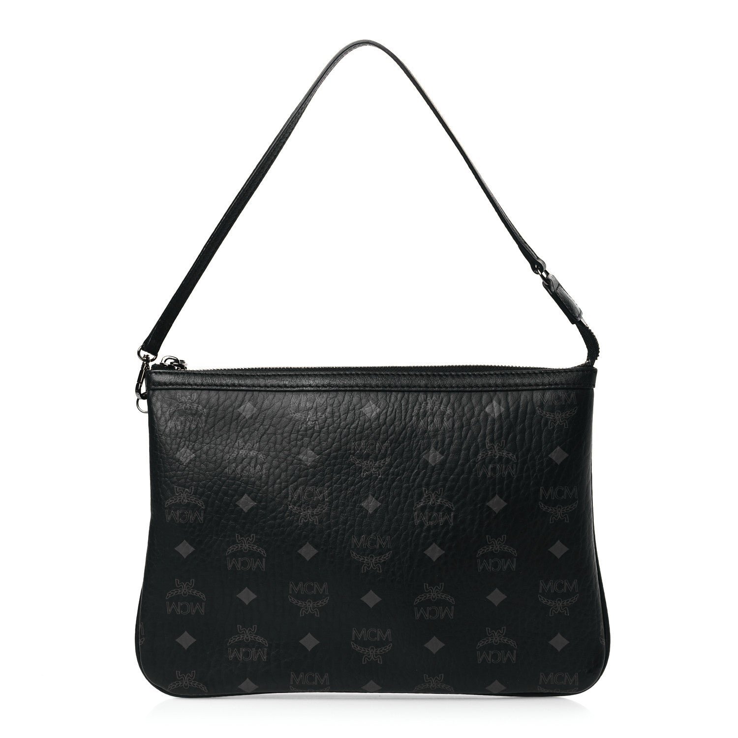 MCM Visetos Liz Shopper Tote Pouch Black
