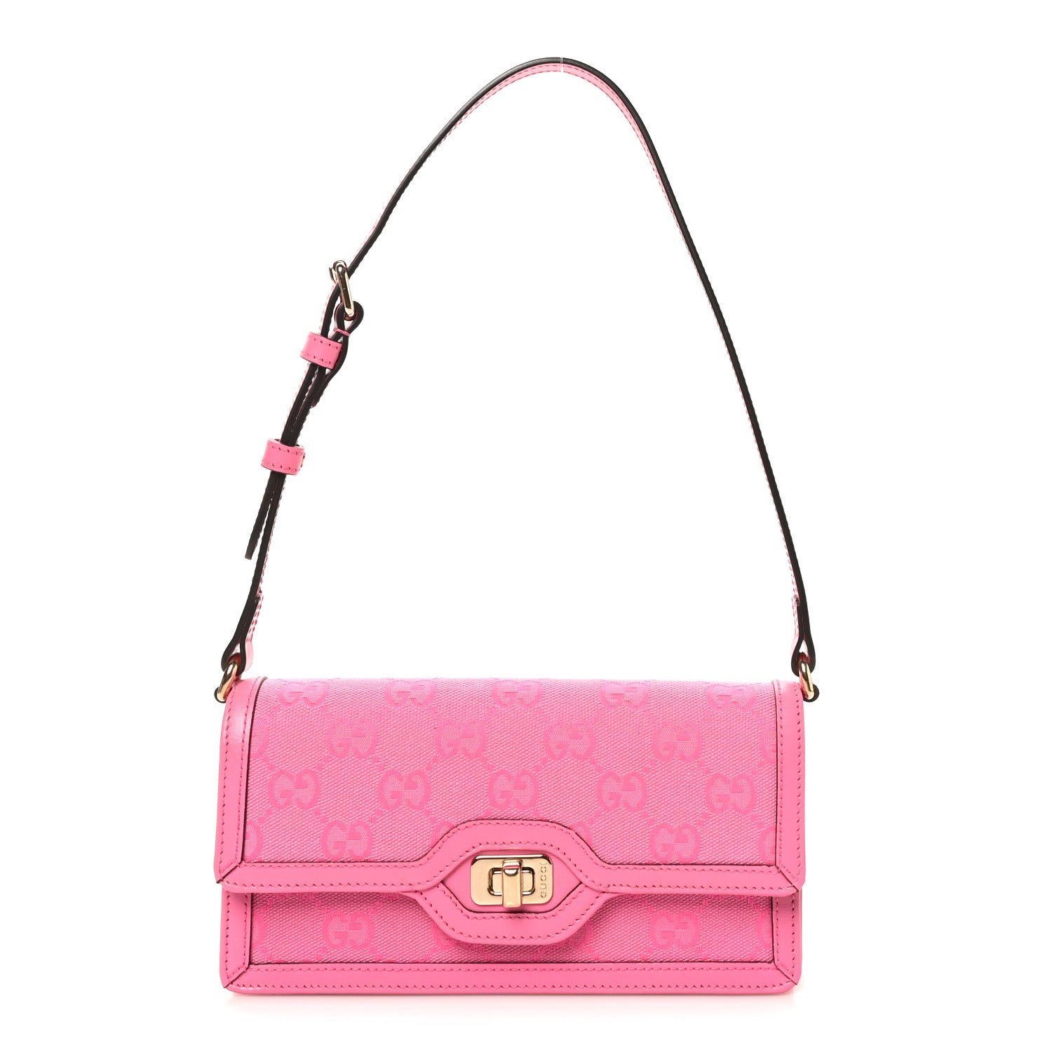 Gucci GG Monogram Scratch Lux Calfskin Mini Luce Shoulder Bag Rose Dark Blossom