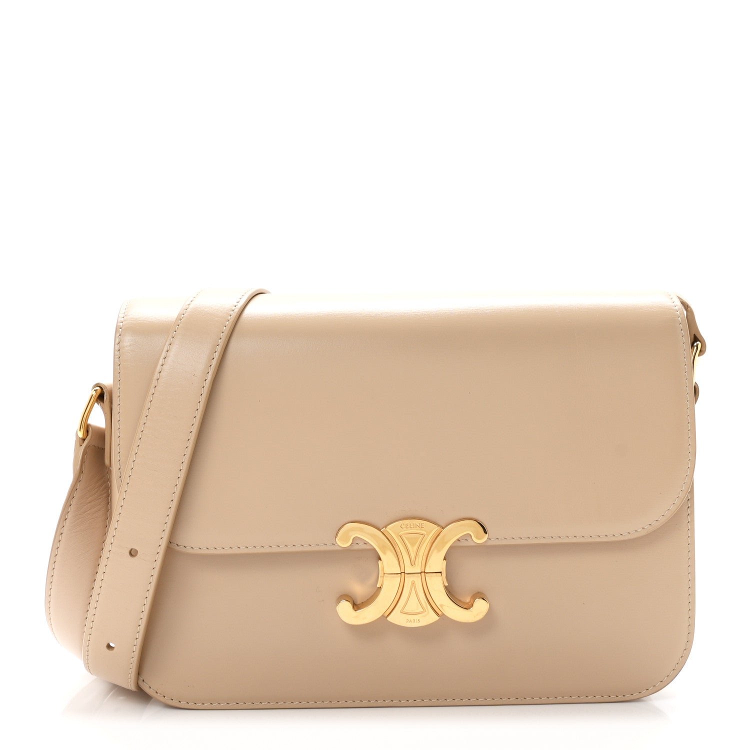 Celine Shiny Calfskin Medium Triomphe Nude