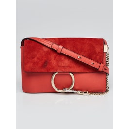 Chloe Chloe Red Leather and Suede Small Faye Bag