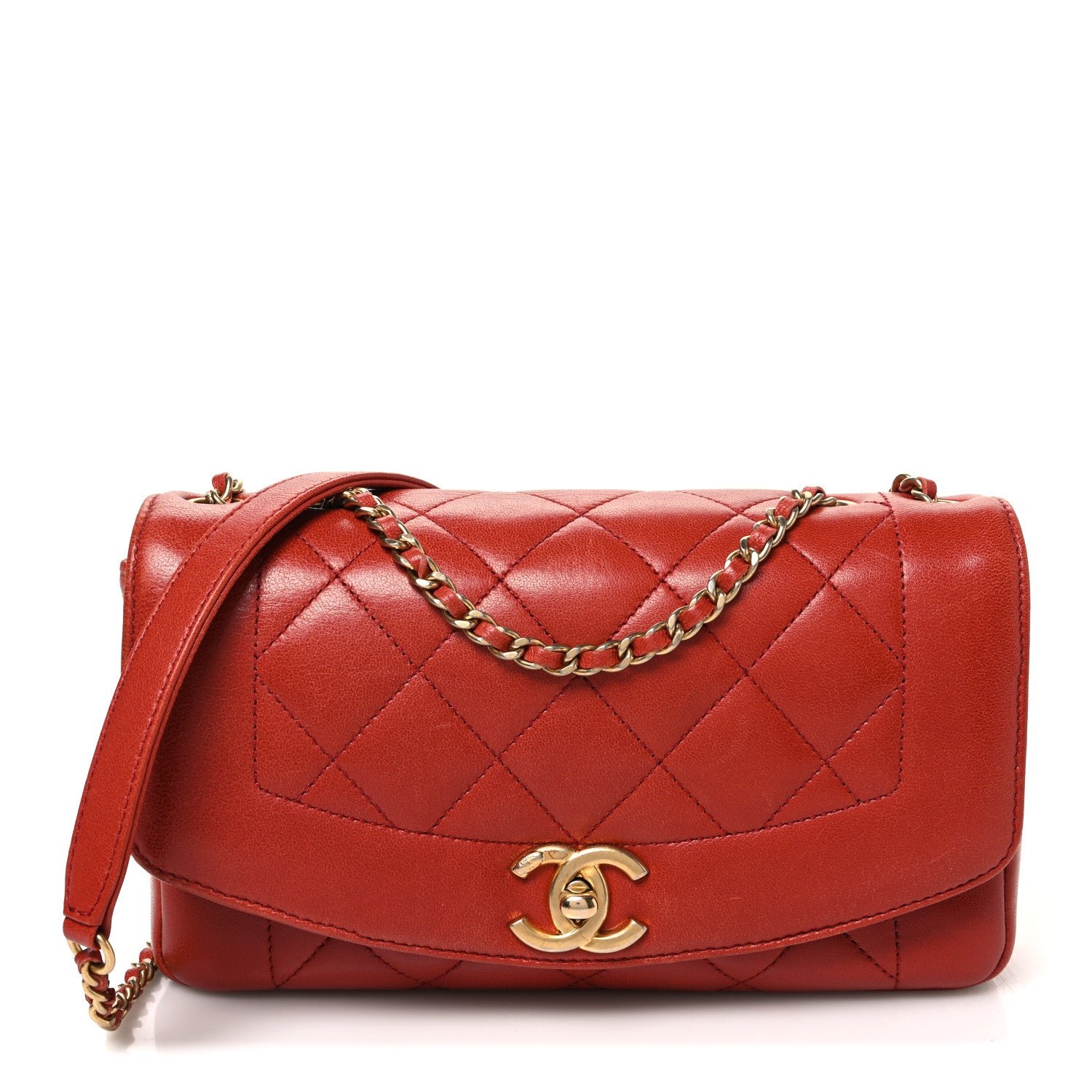 Chanel Lambskin Quilted Small Single Flap Red