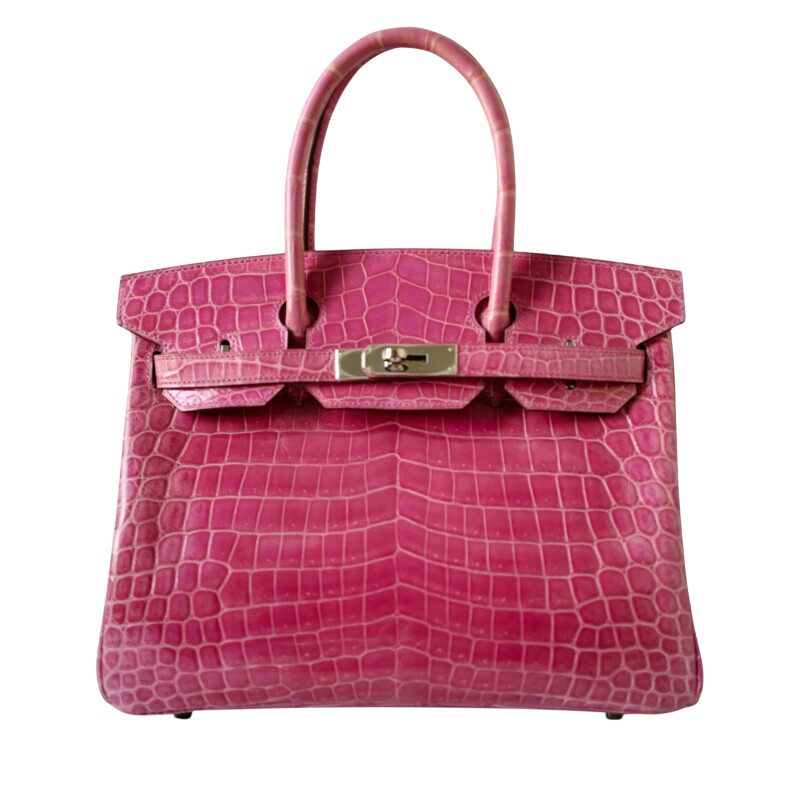 Hermes Rose Tyrien Shiny Niloticus Crocodile Birkin 30 Palladium Hardware, 2012