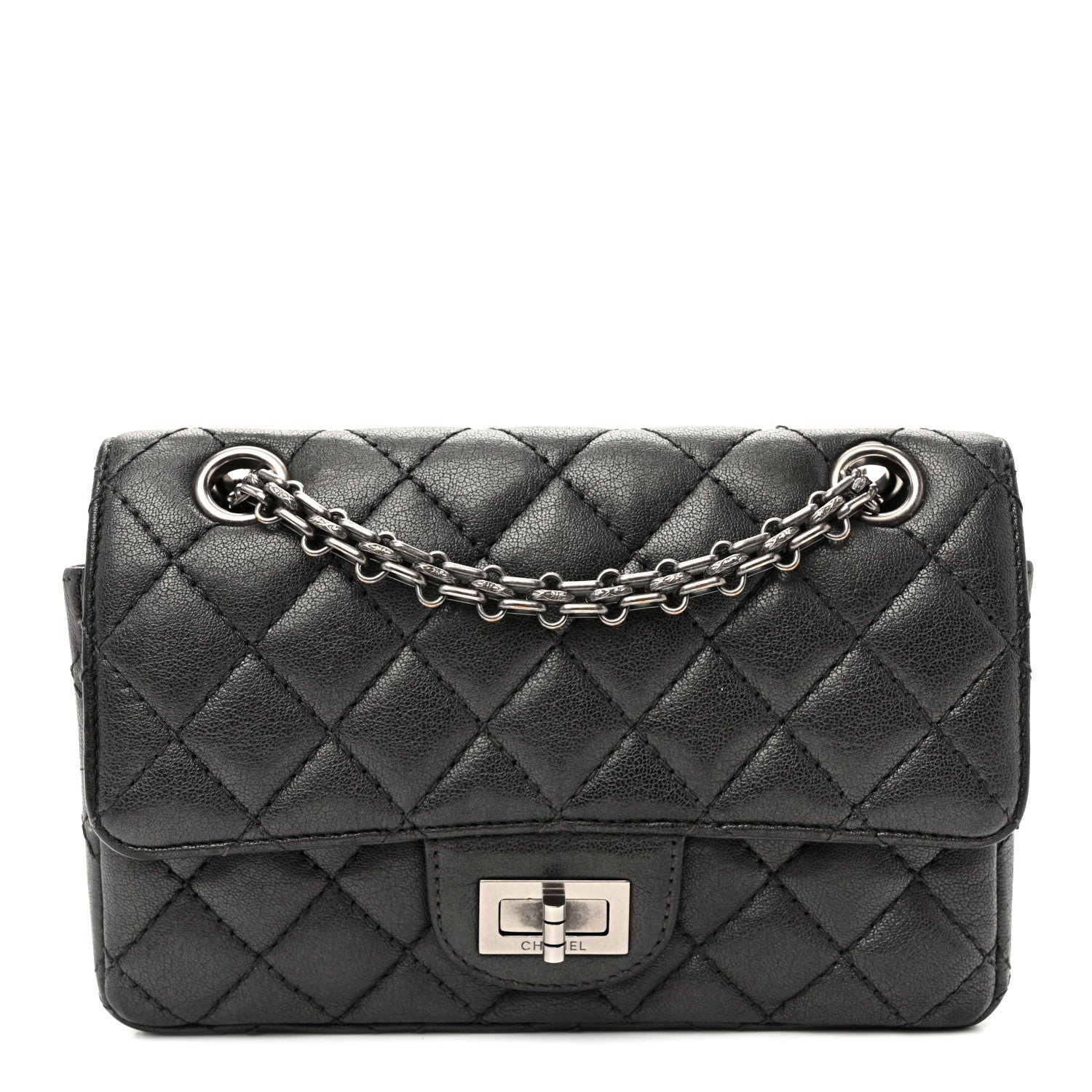 Chanel Goatskin Quilted 2.55 Reissue Mini Flap  Dark Silver