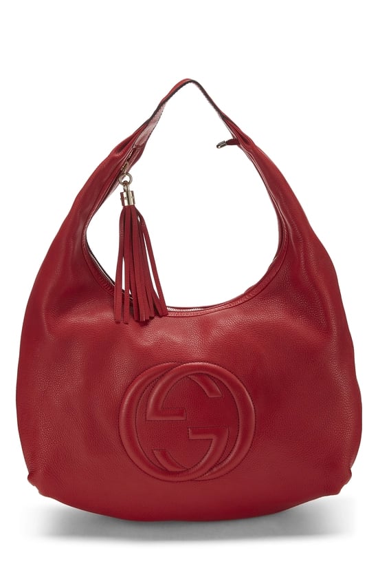 Red Leather Soho Hobo Large