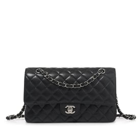 Chanel Black Quilted Caviar Classic Double Flap Bag Silver Hardware, 2018