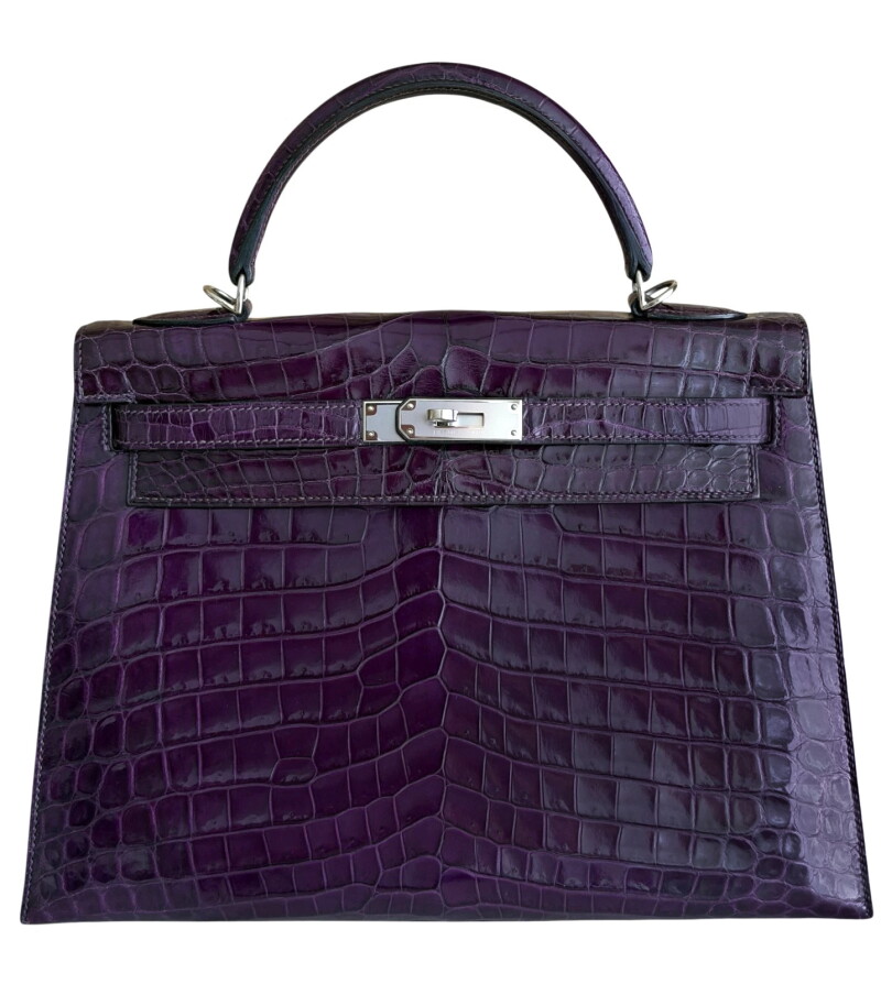 Amethyst Shiny Niloticus Crocodile Kelly 32 Palladium Hardware, 2013
