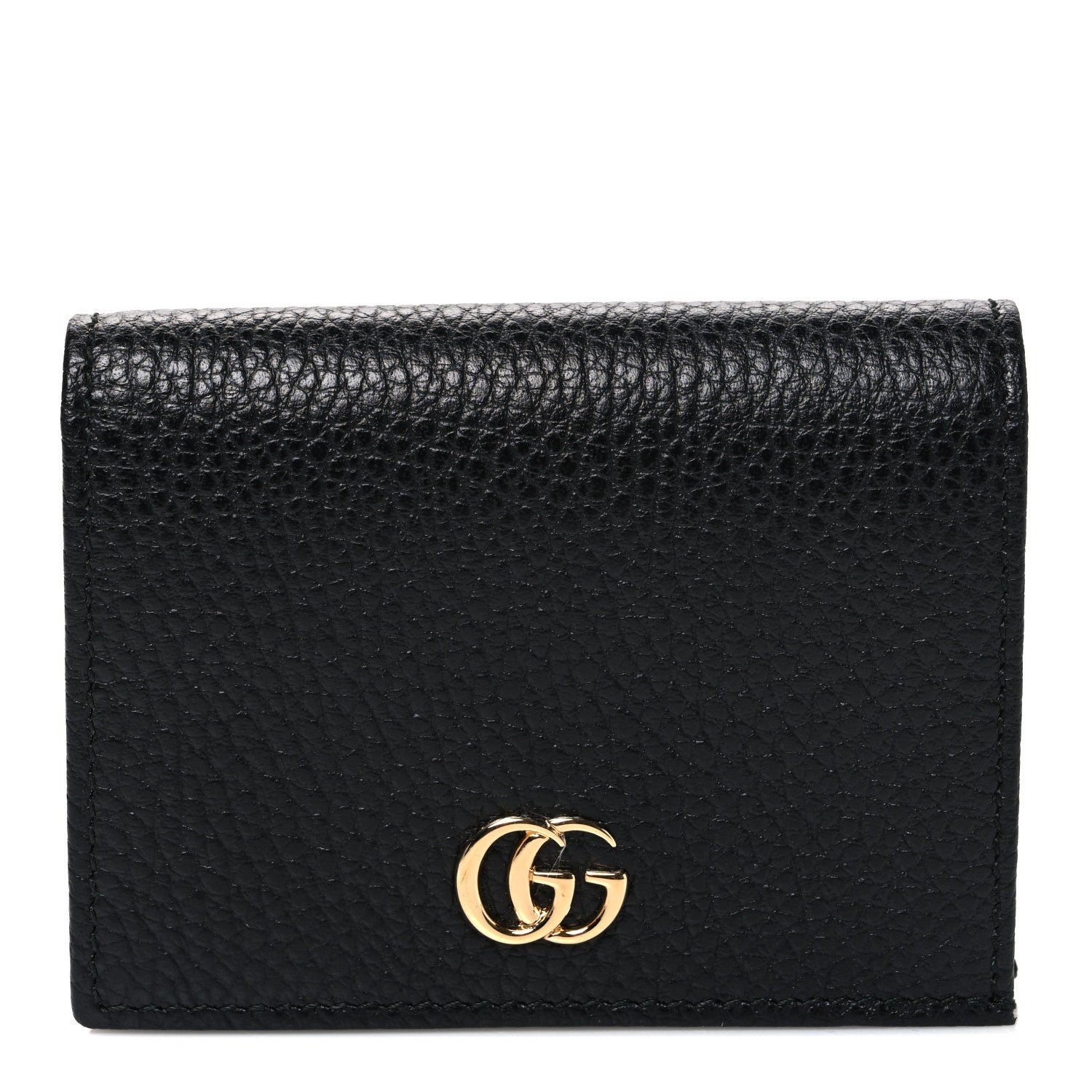 Gucci Pebbled Calfskin GG Marmont Card Case Black
