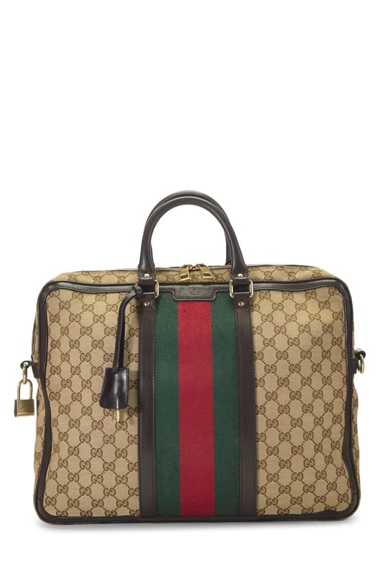 Brown Original GG Canvas Web Briefcase
