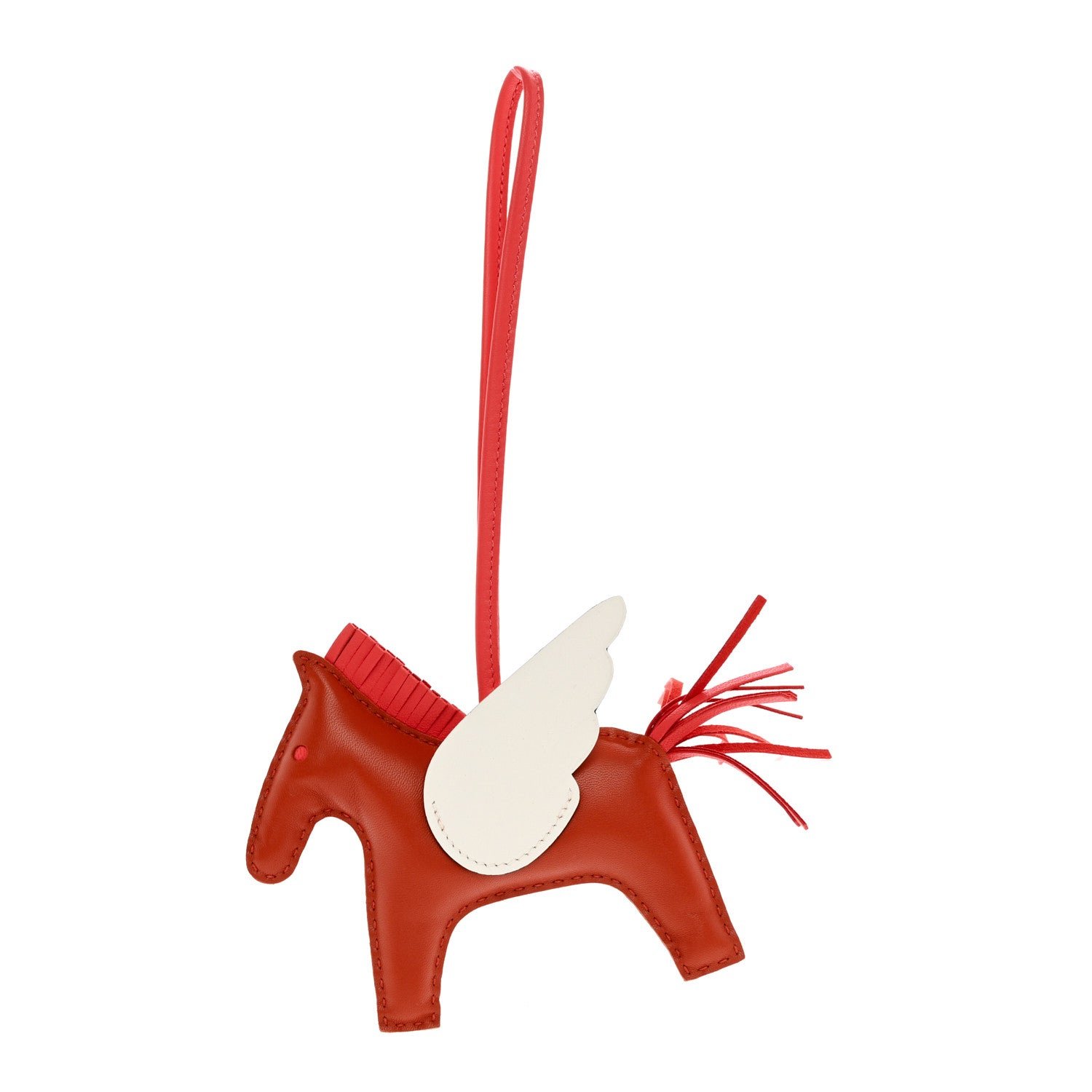 Hermes Milo Lambskin Grigri Rodeo Pegase Horse Bag Charm MM Orange Poppy Craie Terre Battue