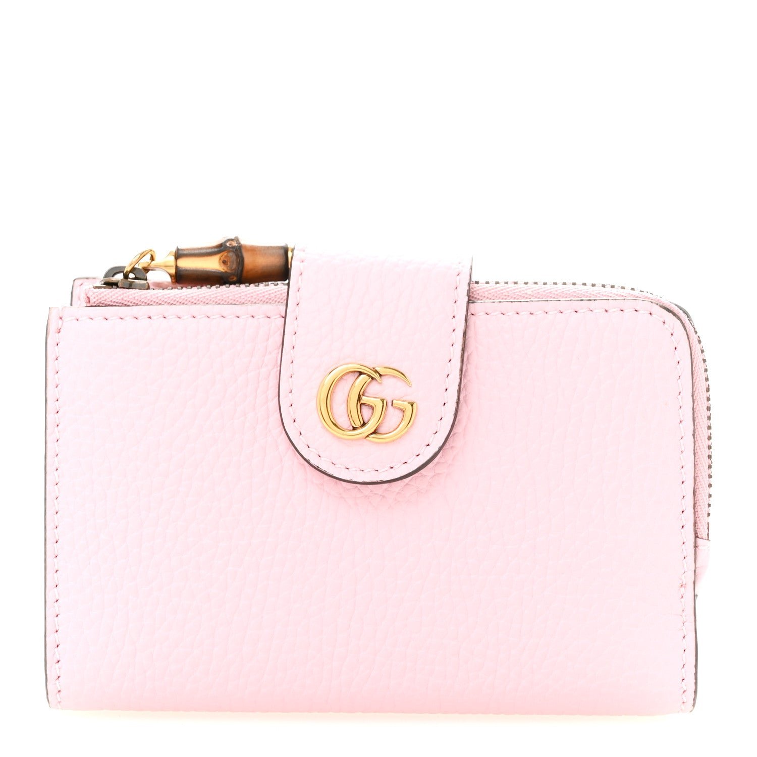 Gucci Piuma Calfskin Medium Bamboo Double G Wallet Pink