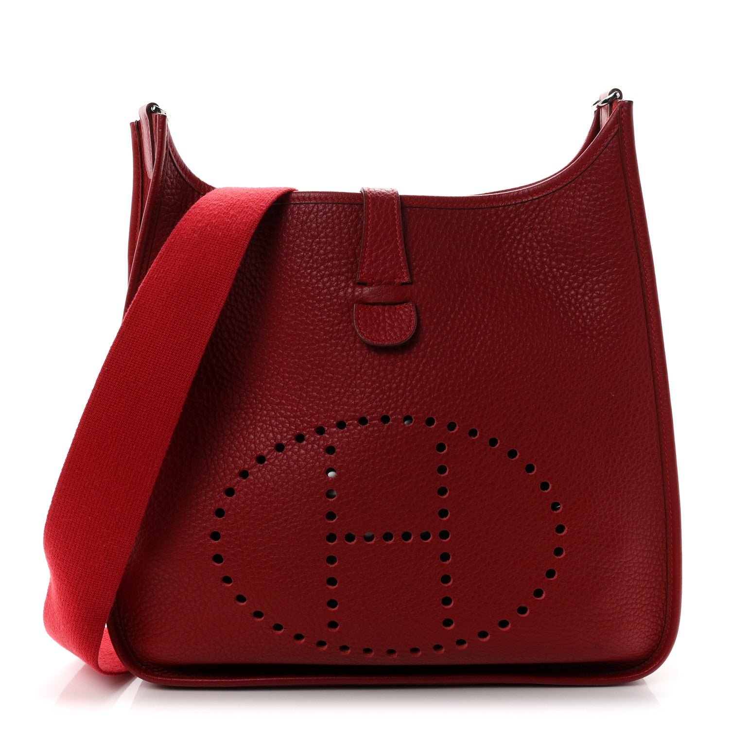 Hermes Taurillon Clemence Evelyne II PM Rouge Garance