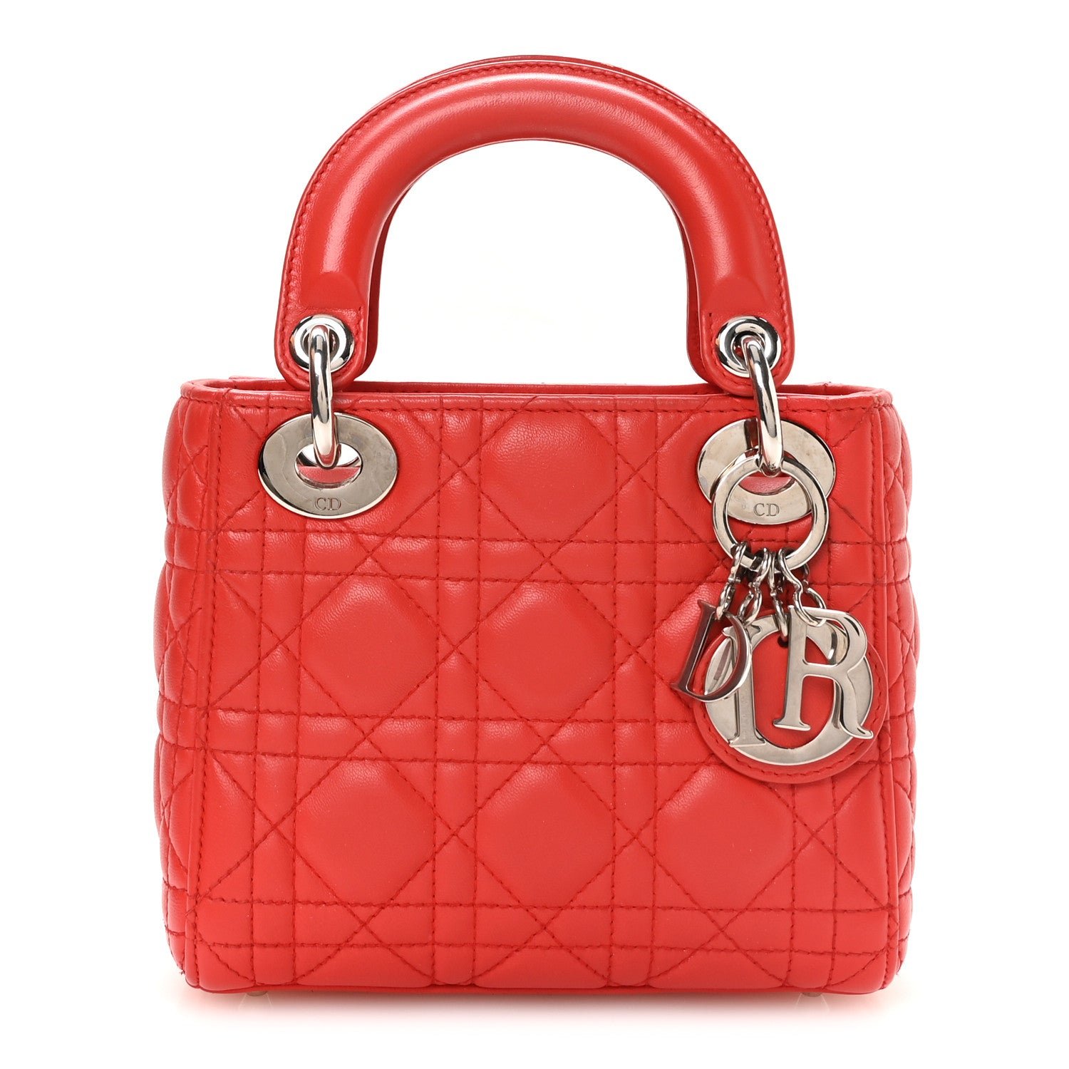 Christian Dior Lambskin Cannage Mini Lady Dior Red