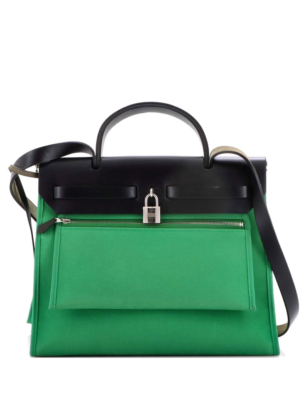 Herbag Zip Leather and Toile 31 shoulder bag