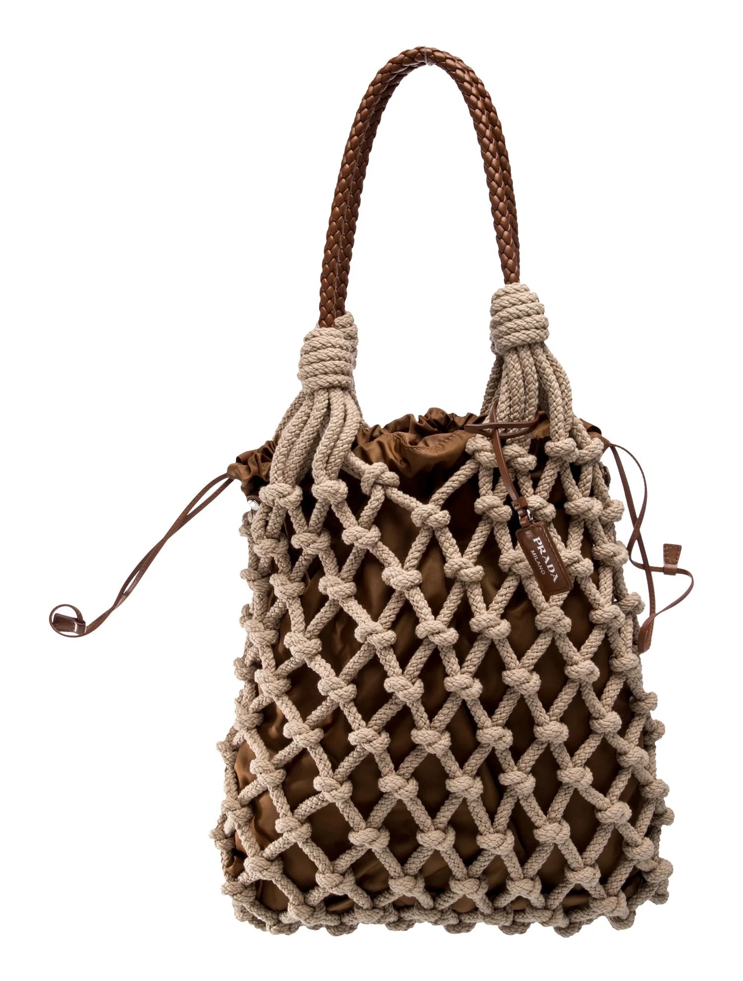 Enameled Metal Triangle Macramé Bag