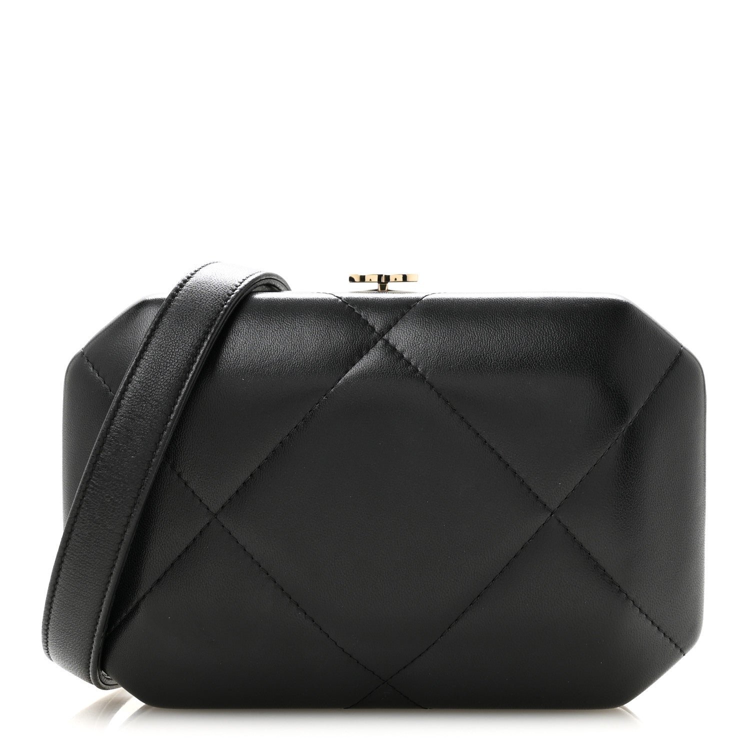 Chanel Lambskin Quilted Clutch With Chain Black