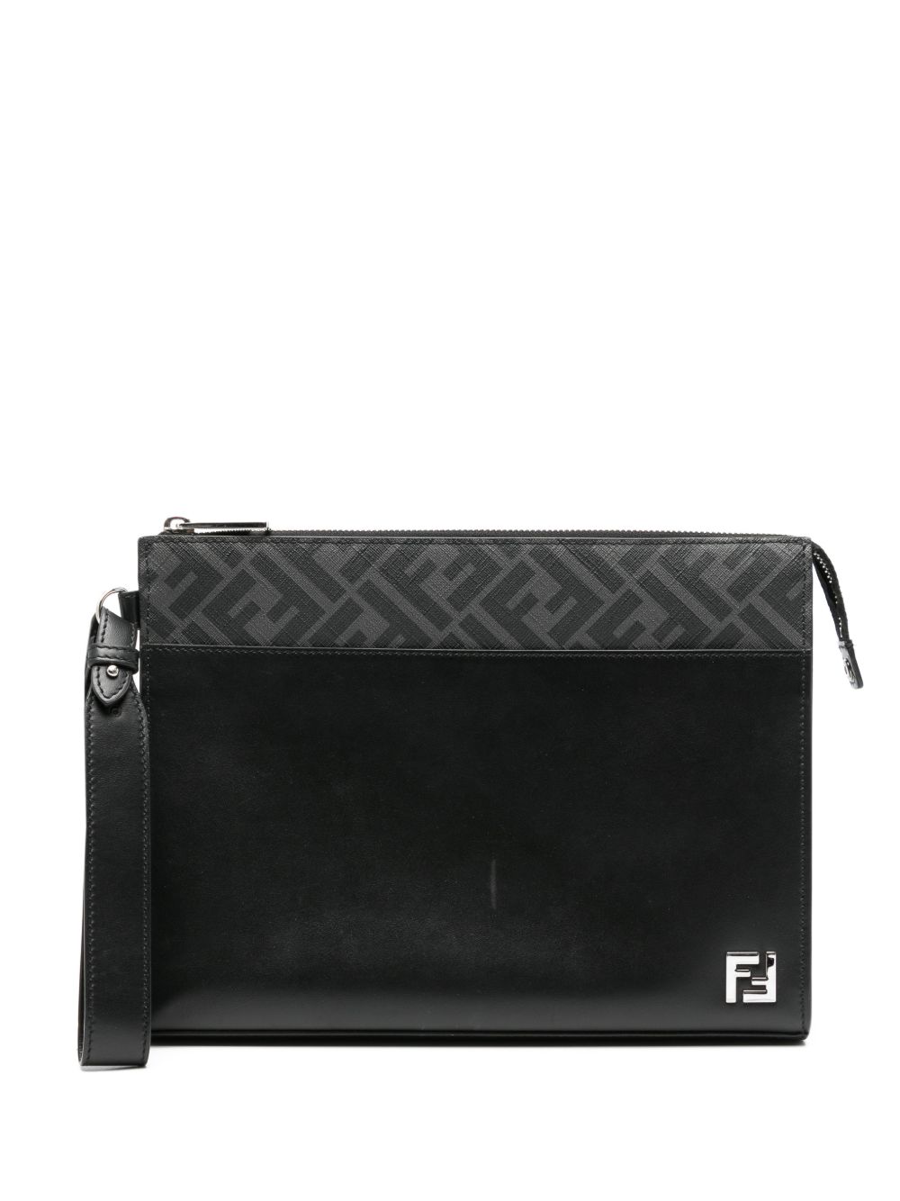 FF-motif leather clutch bag