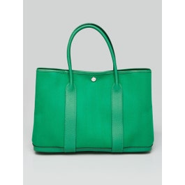 Hermes Bambou Toile Canvas and Leather Garden Party 36 Bag