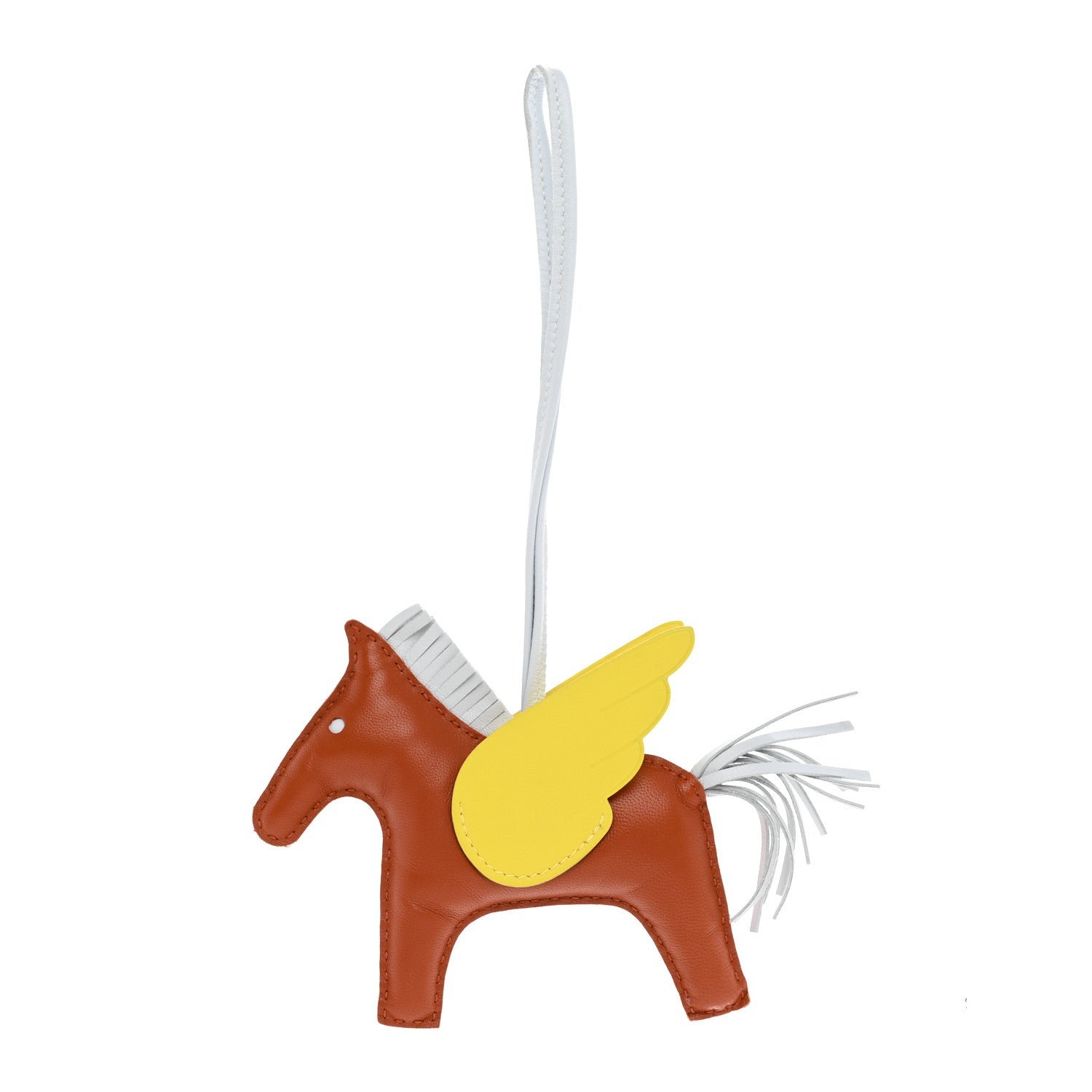 Hermes Milo Lambskin Grigri Rodeo Pegase Horse Bag Charm MM Cornaline