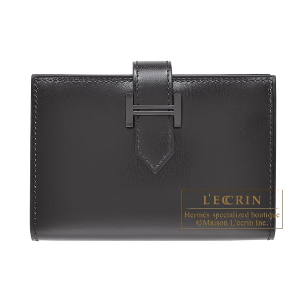 Hermes Bearn card case Monochrome So-black Black Box calf leather Black hardware