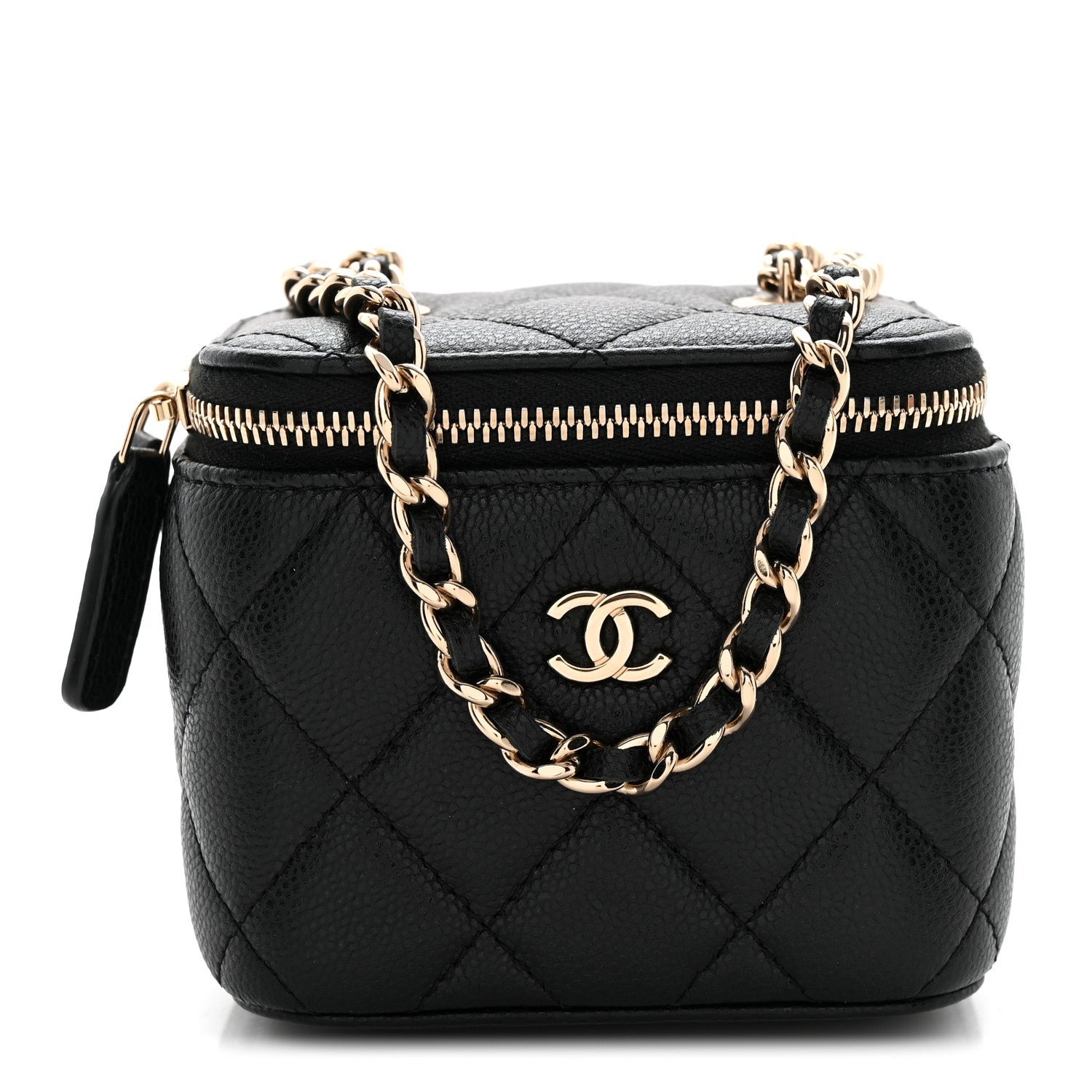 Chanel Caviar Quilted Mini Vanity Case With Chain Black